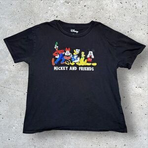 Disney Mickey & Friends Embroidered Black T‑Shirt Size Medium